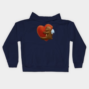 Teddy bear hug heart Kids Hoodie